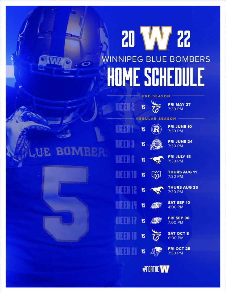 Winnipeg Blue Bombers Home Games 2023